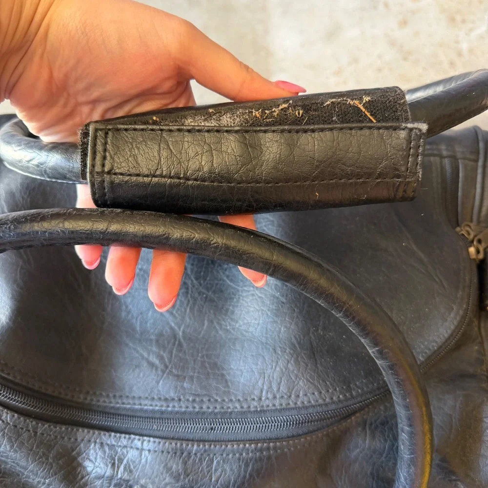 Vintage Ping Golf Vintage Black Leather Duffle Bag Travel‎ Gym Sport Logo Large